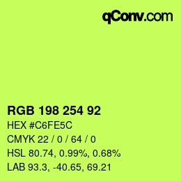 Código de color: RGB 198 254 92 | qconv.com