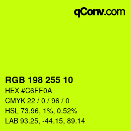 Color code: RGB 198 255 10 | qconv.com