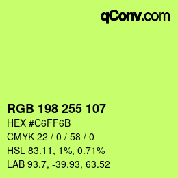 カラーコード: RGB 198 255 107 | qconv.com