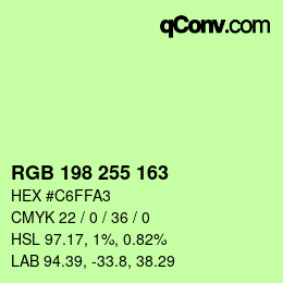 Color code: RGB 198 255 163 | qconv.com