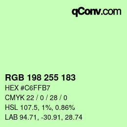 Color code: RGB 198 255 183 | qconv.com