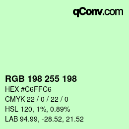 Color code: RGB 198 255 198 | qconv.com