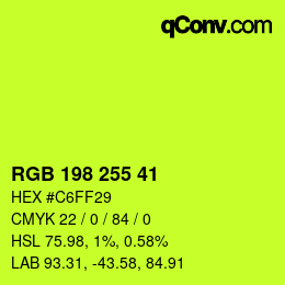 Color code: RGB 198 255 41 | qconv.com