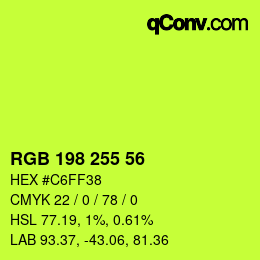 Color code: RGB 198 255 56 | qconv.com