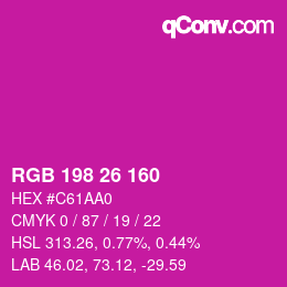 Color code: RGB 198 26 160 | qconv.com