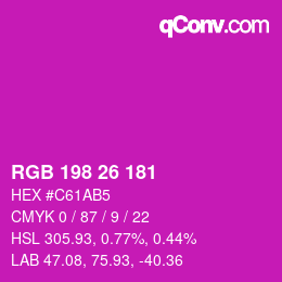 Color code: RGB 198 26 181 | qconv.com