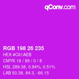 Color code: RGB 198 26 235 | qconv.com
