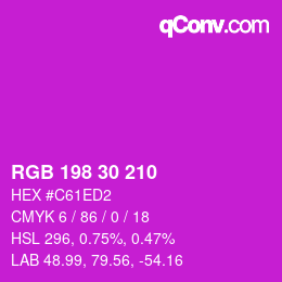 颜色代码: RGB 198 30 210 | qconv.com
