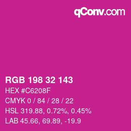 カラーコード: RGB 198 32 143 | qconv.com