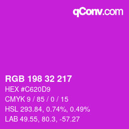 Color code: RGB 198 32 217 | qconv.com