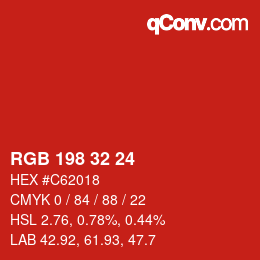 Color code: RGB 198 32 24 | qconv.com