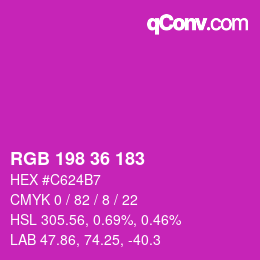 Color code: RGB 198 36 183 | qconv.com