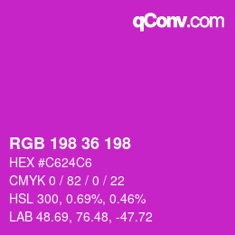 Color code: RGB 198 36 198 | qconv.com