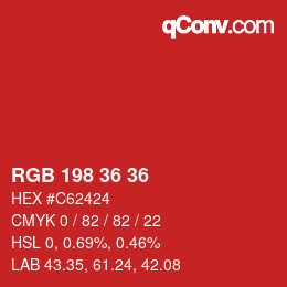 Color code: RGB 198 36 36 | qconv.com