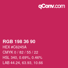 Color code: RGB 198 36 90 | qconv.com