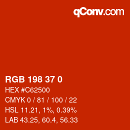 Color code: RGB 198 37 0 | qconv.com