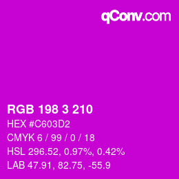 Color code: RGB 198 3 210 | qconv.com
