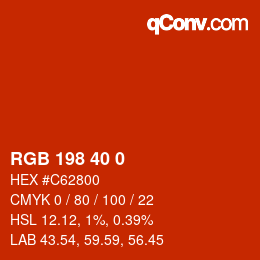 Color code: RGB 198 40 0 | qconv.com
