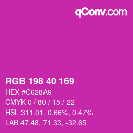 カラーコード: RGB 198 40 169 | qconv.com