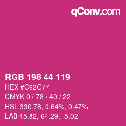 カラーコード: RGB 198 44 119 | qconv.com