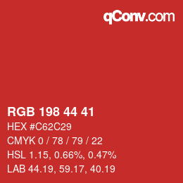 カラーコード: RGB 198 44 41 | qconv.com