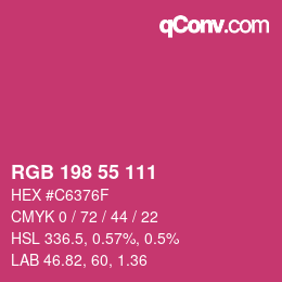 颜色代码: RGB 198 55 111 | qconv.com