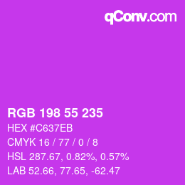 カラーコード: RGB 198 55 235 | qconv.com