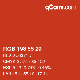 Color code: RGB 198 55 29 | qconv.com