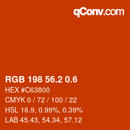 カラーコード: RGB 198 56.2 0.6 | qconv.com