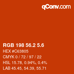 カラーコード: RGB 198 56.2 5.6 | qconv.com