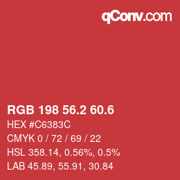 カラーコード: RGB 198 56.2 60.6 | qconv.com