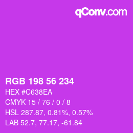 Color code: RGB 198 56 234 | qconv.com