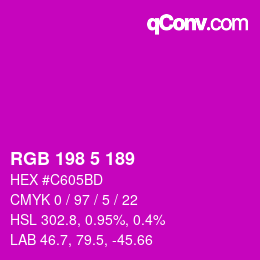 Color code: RGB 198 5 189 | qconv.com