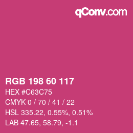 カラーコード: RGB 198 60 117 | qconv.com