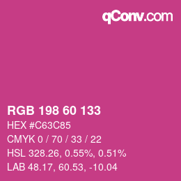颜色代码: RGB 198 60 133 | qconv.com