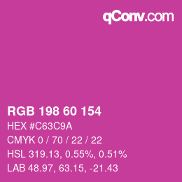 カラーコード: RGB 198 60 154 | qconv.com
