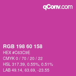 カラーコード: RGB 198 60 158 | qconv.com