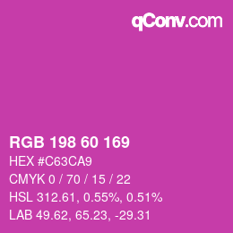カラーコード: RGB 198 60 169 | qconv.com