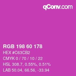 カラーコード: RGB 198 60 178 | qconv.com