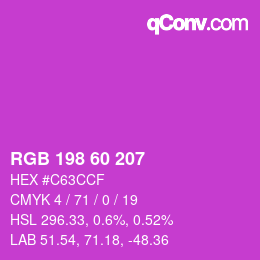 カラーコード: RGB 198 60 207 | qconv.com