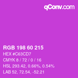 カラーコード: RGB 198 60 215 | qconv.com