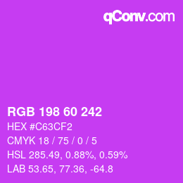 カラーコード: RGB 198 60 242 | qconv.com