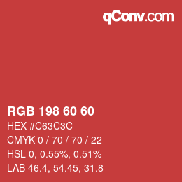 颜色代码: RGB 198 60 60 | qconv.com