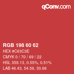 カラーコード: RGB 198 60 62 | qconv.com