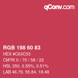 カラーコード: RGB 198 60 83 | qconv.com