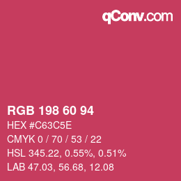 カラーコード: RGB 198 60 94 | qconv.com