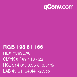 カラーコード: RGB 198 61 166 | qconv.com