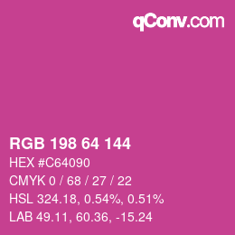 カラーコード: RGB 198 64 144 | qconv.com