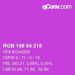 Color code: RGB 198 64 218 | qconv.com