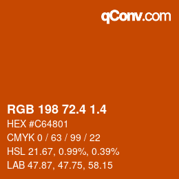 カラーコード: RGB 198 72.4 1.4 | qconv.com
